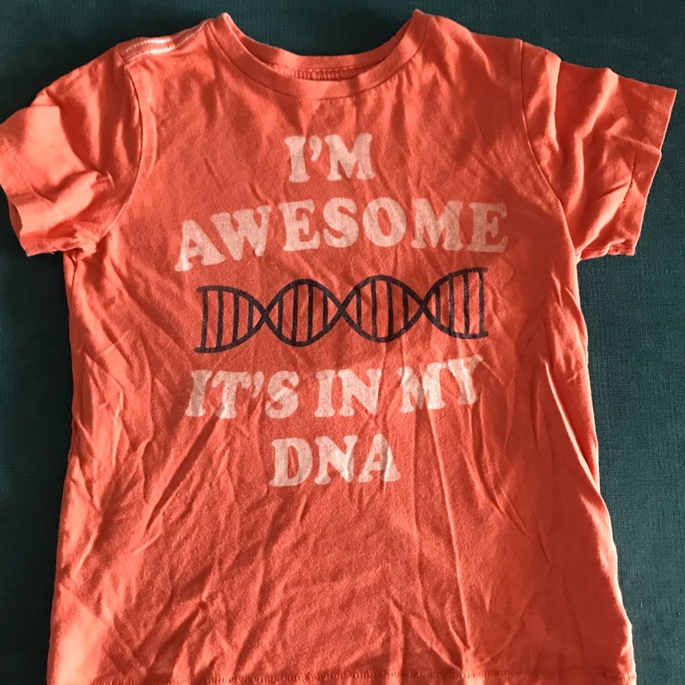 Peek Kids' Orange 'I'm Awesome It's In My DNA' Graphic Tee Size 6/7
